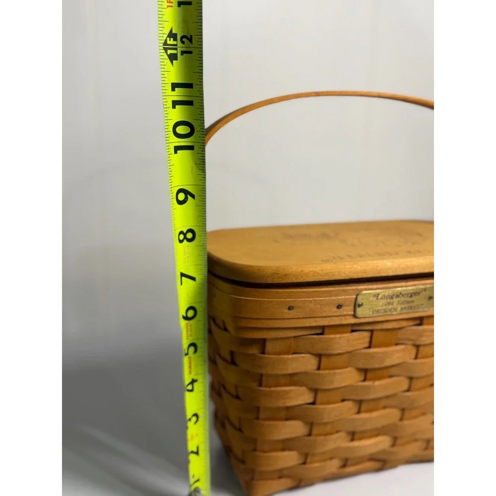 VTG Longaberger Dresden Basket 1994 Edition Wood Lid Woven Picnic Decor Brown